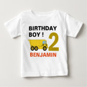 Lkw-Bau 2. Geburtstag Party Baby T-shirt (Vorderseite)