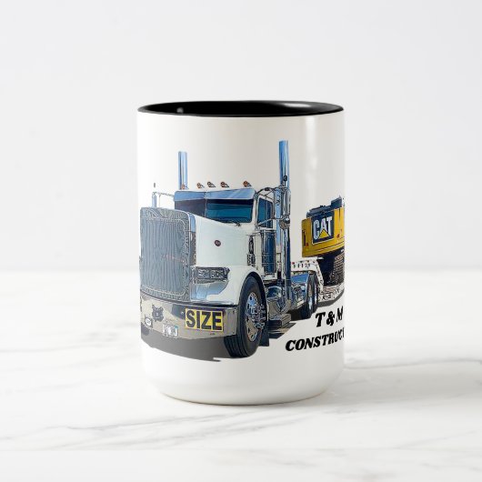 LKW-Bau Abrissabfuhr Zweifarbige Tasse (Mittel)