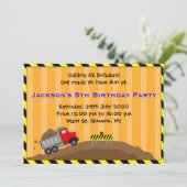 Lkw-Bau - Geburtstagseinladung Einladung (Stehend Vorderseite)