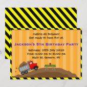 Lkw-Bau - Geburtstagseinladung Einladung (Vorne/Hinten)