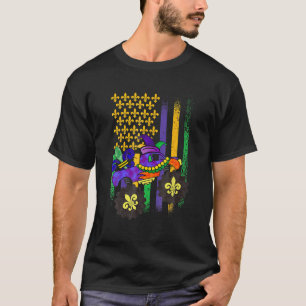 Lkw Beads Amerikanische Flagge Mardi Gras Carnival T-Shirt