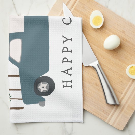 LKW Camping RVing Motorhome BLAU Bäume Whimsical Geschirrtuch (Viertel Falte)