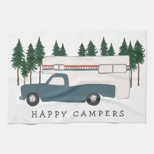 LKW Camping Wohnmobil BLUE Bäume Whimsical Geschirrtuch