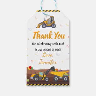LKW Digger unter Bau Baby Geburtstag Geschenkanhänger
