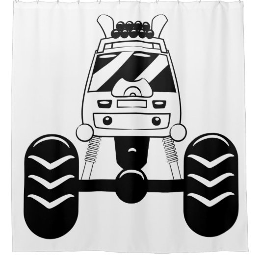 LKW-Duschvorhang aus Weiß und Schwarz Duschvorhang (Vorderseite)