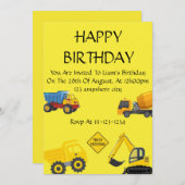 Lkw Einladung zum Geburtstag von Jungen (Vorne/Hinten)