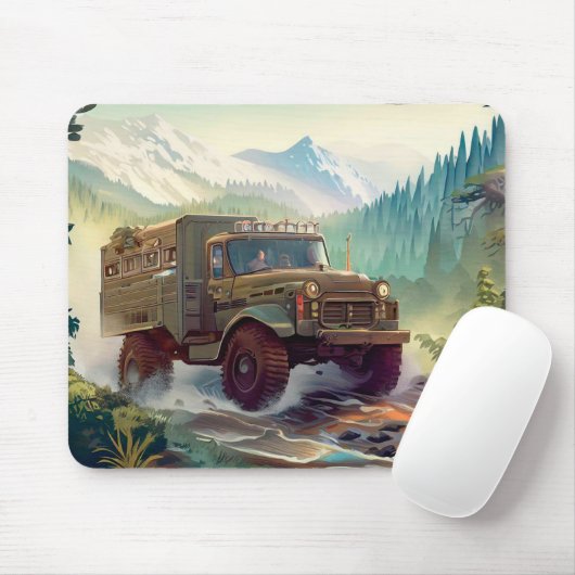 Lkw-Fahren im Wald Vintagen Stil Mousepad (Mit Mouse)