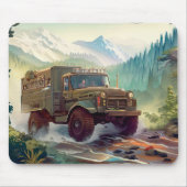 Lkw-Fahren im Wald Vintagen Stil Mousepad (Vorne)