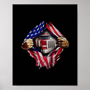 LKW-Fahrer American Flag Truck Poster