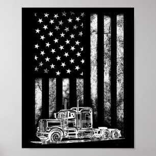 LKW-Fahrer Amerikanische Flagge Trucker Vintage Mä Poster