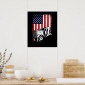 LKW-Fahrer Amerikanischer Fahne LKW-Geschenk Poster (Küche)