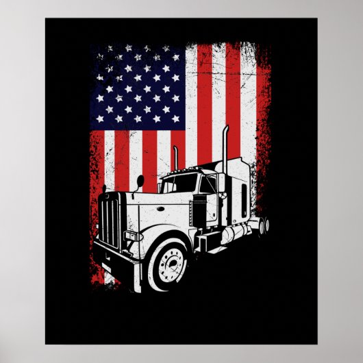 LKW-Fahrer Amerikanischer Fahne LKW-Geschenk Poster (Vorne)