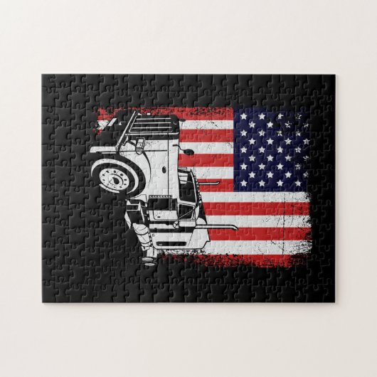 LKW-Fahrer Amerikanischer Fahne LKW-Geschenk Puzzle (Horizontal)