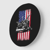 LKW-Fahrer Amerikanischer Flaggenwächter Große Wanduhr (Winkel)