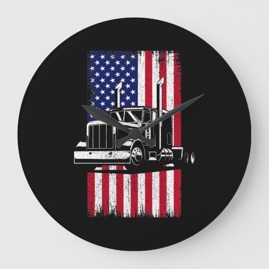 LKW-Fahrer Amerikanischer Flaggenwächter Große Wanduhr (Vorderseite)
