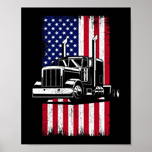 LKW-Fahrer Amerikanischer Flaggenwächter Poster (Vorne)
