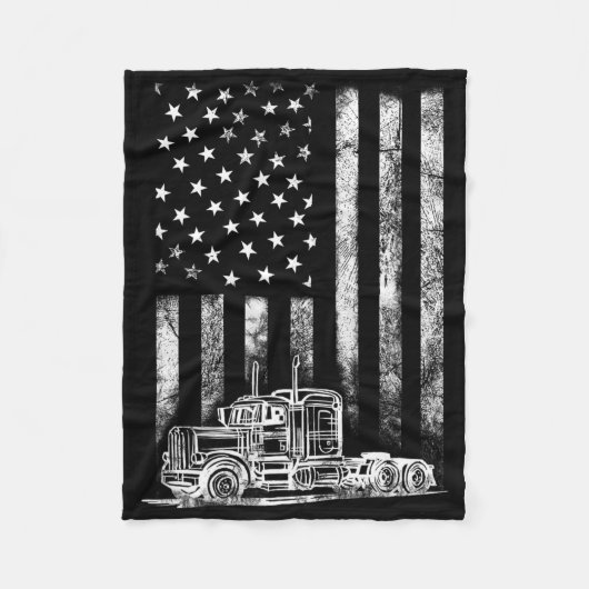 Lkw-Fahrer Amerikanischer Flaggenwächter Vintag Me Fleecedecke (Vorderseite)