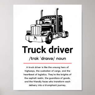 LKW-Fahrer-Definition für LKW-Fahrer-Tag Poster