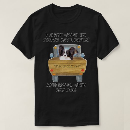 Lkw-Fahrer Dog Papillon T-Shirt (Design vorne)