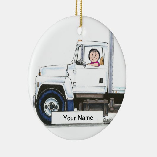 Lkw-Fahrer - Frau Keramik Ornament (Rechts)