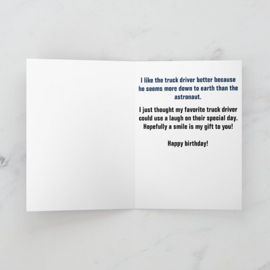 LKW-Fahrer Funny Birthday Karte (Innenseite)