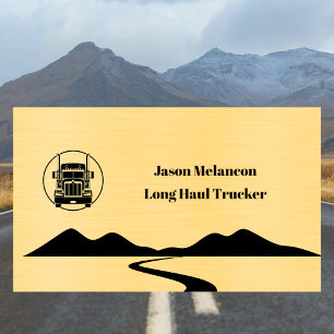 LKW-Fahrer Gold Truck Road n Mountains Art Visitenkarte