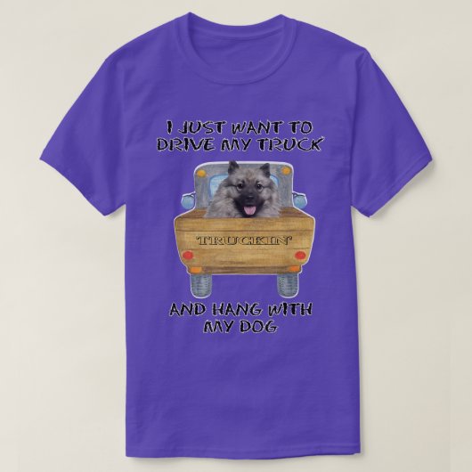 Lkw-Fahrer Hund Keeshonden T-Shirt (Design vorne)