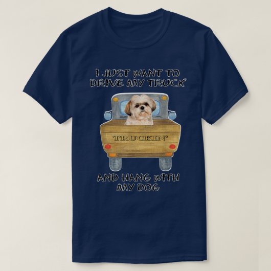 Lkw-Fahrer Hund Shih Tzu T-Shirt (Design vorne)