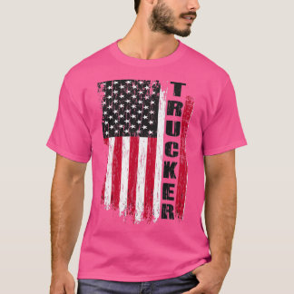 LKW-Fahrer LKW American Flag Trucker T-Shirt