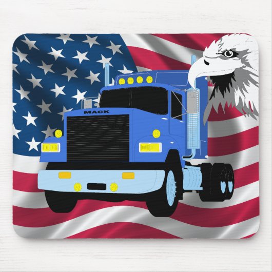 LKW-Fahrer Mousepad mit US Flagge und Eagle (Vorne)
