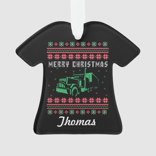 Lkw-Fahrer Uggge Weihnachtskraut Ornament (Rückseite)