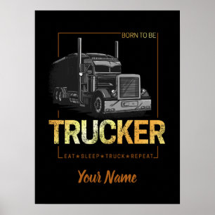 LKW-Fahrer, um als LKW-Retro-Fahrer-Vintage zu sei Poster