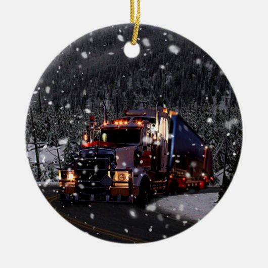 LKW-Fahrer-Weihnachten Keramik Ornament (Vorne)