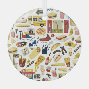 LKW-Fest: Cartoon Muster Ornament Aus Glas