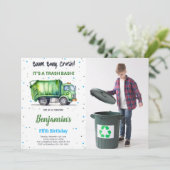 LKW-Foto für Grüne und Schwarze Garbage Einladung (Stehend Vorderseite)