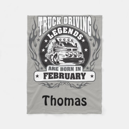 Lkw-Führerhauslegende sind im Februar Geboren und Fleecedecke (Vorderseite)