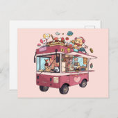 LKW für Eiscreme Postkarte (Vorne/Hinten)