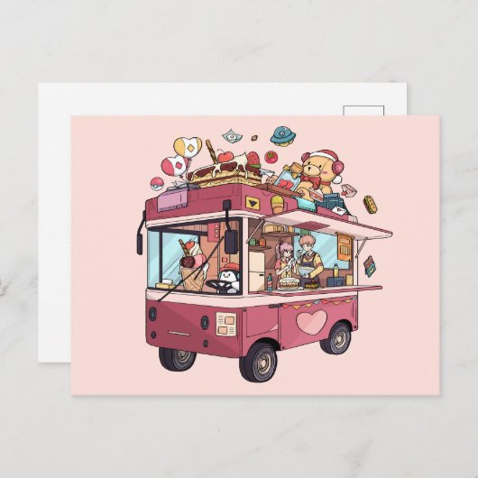 LKW für Eiscreme Postkarte (Vorne/Hinten)