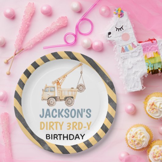 LKW-Gelbe Konstruktionsbürste Dirty 3rdy-Papierpla Pappteller (Party)