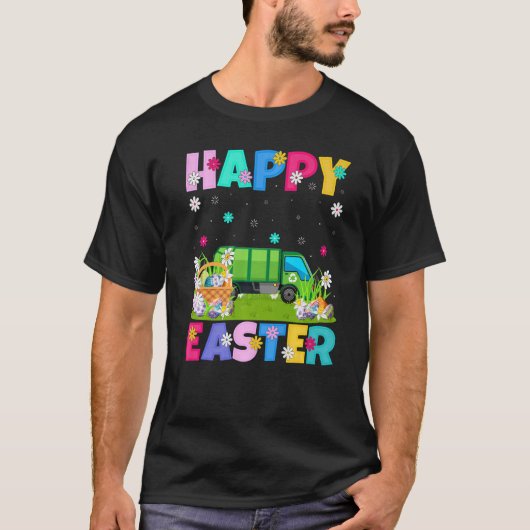 LKW Happy Oaster Funny Garbage Truck Ostersonne T-Shirt (Vorderseite)