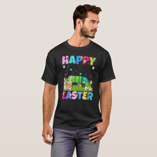 LKW Happy Oaster Funny Garbage Truck Ostersonne T-Shirt (Vorne ganz)