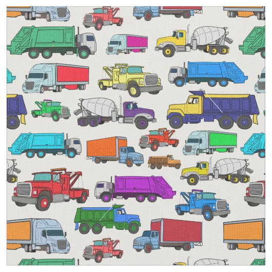 LKW-Illustrationen im Cartoon Stoff (Nahaufnahme)