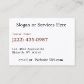 LKW in der hinteren Visitenkarte (Rückseite)