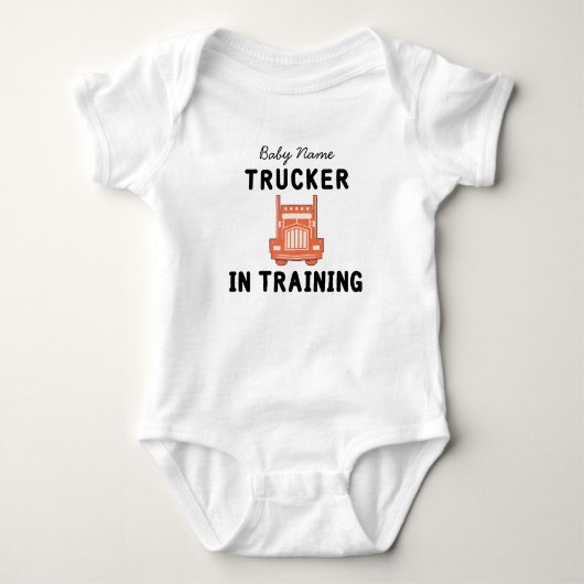 LKW in Training Truck Driver Baby Name Baby Strampler (Vorderseite)