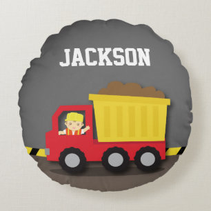 LKW-Konstruktionsbauer-Jungen-Zimmerdekoration Rundes Kissen