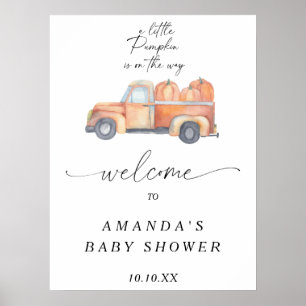 LKW Kürbis Herbst Begrüßung Babydusche Party Poster