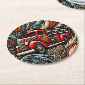 LKW-Ladung durch brennendes Chaos Runder Pappuntersetzer (Angewinkelt)