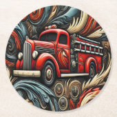 LKW-Ladung durch brennendes Chaos Runder Pappuntersetzer (Vorderseite)