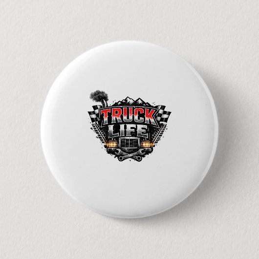 LKW-Leben Grunge abgenutzt Chrome Rot Trucker Mütz Button (Vorderseite)