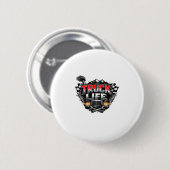 LKW-Leben Grunge abgenutzt Chrome Rot Trucker Mütz Button (Vorne & Hinten)